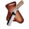 8 Inch Handmade Bull Cutter Knife with White Bull Horn Handle & Leather Sheath – Forged Steel Utility Knife