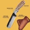 8 Inch Handmade Bull Cutter Knife with White Bull Horn Handle & Leather Sheath – Forged Steel Utility Knife - Image 2
