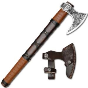20-Inch Handmade Carbon Steel Viking Axe with Wooden Handle
