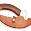 Handmade Viking Ulu Knife with Wooden Handle – Engraved Stainless Steel Rocking - Image 3