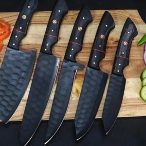 Alternative view of Handcrafted Forged Kitchen Knife Set – 5-Piece High Carbon Steel Chef Knives with Leather Roll