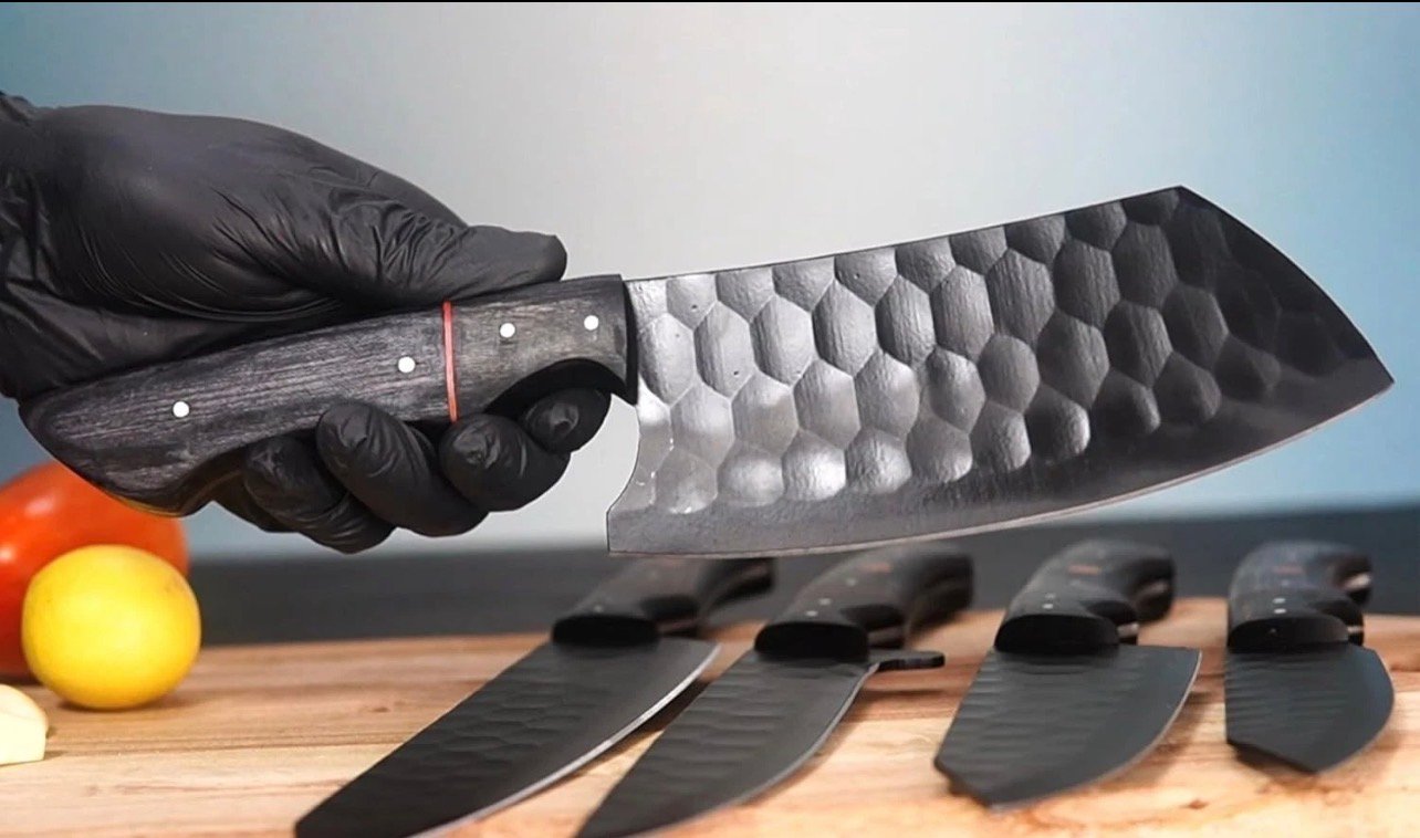 Handcrafted Forged Kitchen Knife Set – 5-Piece High Carbon Steel Chef Knives with Leather Roll - Image 4