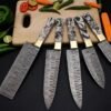 Premium Damascus Kitchen Knife Set – 5-Piece Handmade Chef Knives with Resin Handles