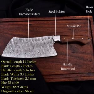 Alternative view of Premium Damascus Kitchen Knife Set – 5-Piece Handmade Chef Knives with Rosewood Handles