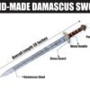 40-Inch Handmade Damascus Viking Sword with Wooden Handle, Brass Guard & Sheath - Image 2