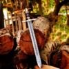 35-Inch Handmade Damascus Steel Medieval Sword with Decorative Guard - Image 2