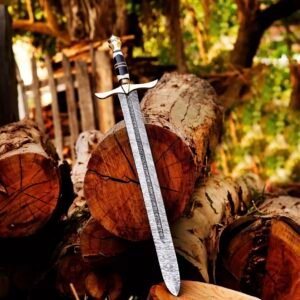 Alternative view of 35-Inch Handmade Damascus Steel Medieval Sword with Decorative Guard