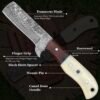 8-Inch Handmade Damascus Steel Bull Cutter Knife with Bone & Wood Handle and Leather Sheath - Image 2
